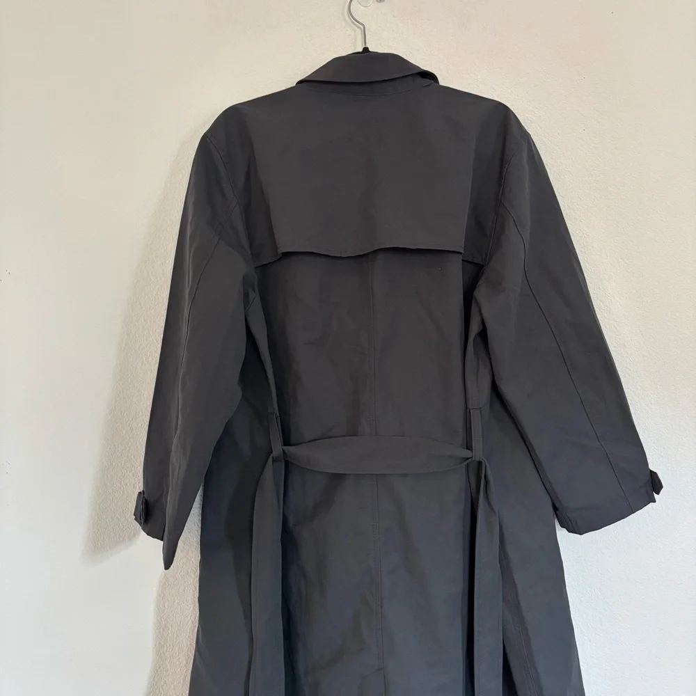 Old Navy Petite XL Water Resistant Tie Belt Trench Coat Panther Dark Gray - Picture 8 of 10
